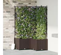 Jardinière Vidaxl Avec Treillis 3 Pcs Marron 80x80x143 Cm