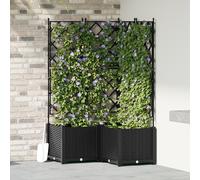 Jardinière Vidaxl Avec Treillis 3 Pcs Noir 80x80x143 Cm