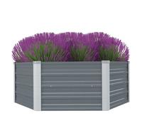 vidaXL Jardinière hexagonale en acier galvanisé 129 x 129 x 46 cm Gris