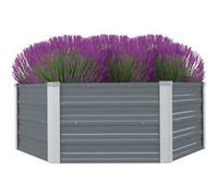 vidaXL Jardinière hexagonale en acier galvanisé 129 x 129 x 46 cm Gris