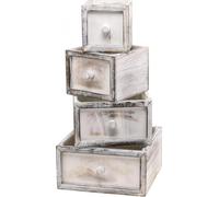 Jardinière Vintage Tiroir en bois Crème Lot de 4 24-12cm