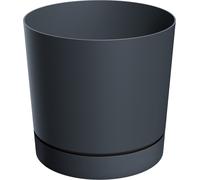Jardinière XL en plastique avec soucoupe ronde anthracite - Ø 47 cm - grand bac à fleurs avec fond amovible résistant aux UV