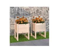 Vidaxl Jardinières 2 Pcs 40x40x52,5 Cm Bois Massif De Pin
