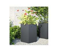 Jardinières 2 pcs anthracite hexagone 46x40x45 cm acier
