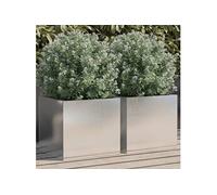 Vidaxl Jardinières 2 Pcs Argenté 32x30x29 Cm Acier Inoxydable