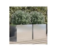 Jardinières 2 pcs argenté 42x40x39 cm acier inoxydable841556