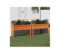 Vidaxl Jardinières 2 Pcs Avec Pieds Cire Marron Bois De Pin Massif
