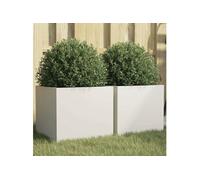 Vidaxl Jardinières 2 Pcs Blanc 32x30x29 Cm Acier Laminé À Froid