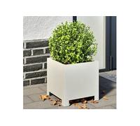 Jardinières 2 pcs blanc 30x30x30 cm acier, planteur, jardinière de patio, bac à fleurs, jardinière d'extérieur, boîte 851188