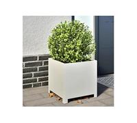 Jardinières 2 pcs blanc 40x40x40 cm acier, planteur, jardinière de patio, bac à fleurs, jardinière d'extérieur, boîte 851202