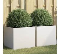 Vidaxl Jardinières 2 Pcs Blanc 42x40x39 Cm Acier Laminé À Froid
