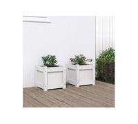 Jardinières 2 pcs blanc bois de pin massif 837397