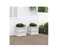 Jardinières 2 pcs blanc bois de pin massif 837417