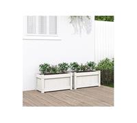 Jardinières 2 pcs, Lits Surélevé, Bacs à Fleurs, Pots de Plantes, Boîtes à Fleurs Jardin Patio Terrasse, Blanc Bois de Pin Massif 837442