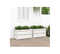 Jardinières 2 pcs blanc bois de pin massif 837462