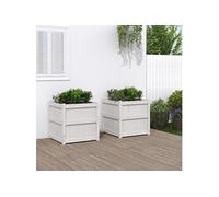 Jardinières 2 pcs blanc bois de pin massif837427