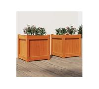 Vidaxl Jardinières 2 Pcs Cire Marron Bois De Pin Massif