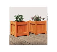 Jardinières 2 pcs cire marron bois de pin massif