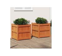 Jardinières 2 pcs cire marron bois de pin massif 837429