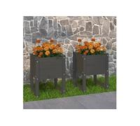Jardinières 2 pcs Gris 40x40x52,5 cm Bois massif de pin
