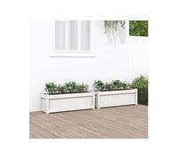 Jardinières 2 pcs, Lits Surélevé, Bacs à Fleurs, Pots de Plantes, Boîtes à Fleurs Jardin Patio Terrasse, Blanc Bois de Pin Massif 837452