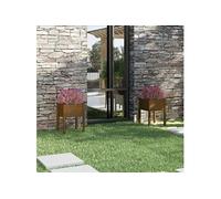 vidaXL Jardinières 2 pcs Marron miel 50x50x70 cm Bois de pin massif