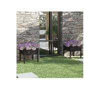2x Bois de Pin Massif Jardinières Noir 70x70x70 cm Lits Surélevés vidaXL