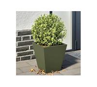 Jardinières 2 pcs vert olive 30x30x30 cm acier, jardinière d'extérieur, boîte à fleurs, boîte de jardin, jardinière 851045