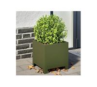 Jardinières 2 pcs vert olive 30x30x30 cm acier, planteur, jardinière de patio, bac à fleurs, jardinière d'extérieur, 851192