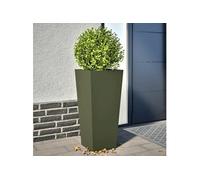 Jardinières 2 pcs vert olive 35x35x75 cm acier, jardinière d'extérieur, boîte à fleurs, boîte de jardin, jardinière 851087