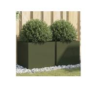 Jardinières 2 pcs vert olive 49x47x46 cm acier