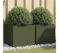 Jardinières 2 pcs vert olive 49x47x46 cm acier Vert G