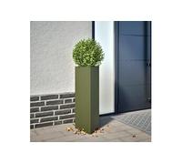 Jardinières 2 pcs vert olive triangulaire 30x26x75 cm acier, jardinière d'extérieur, boîte à fleurs, boîte de jardin, 851150