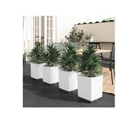 vidaXL Jardinières 4 pcs blanc 30x30x37 cm polypropylène 364188 Blanc G