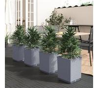 vidaXL Jardinières Lot de 4 30x30x37 cm Polypropylène Gris foncé