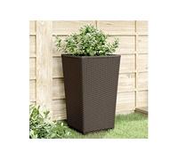 Vidaxl Jardinières 4 Pcs Marron 32,5x32,5x57 Cm Polypropylène