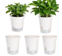 Jardinieres a Arrosage Automatique pour d'Interieur,Lot de 5 pots de fleurs avec trou de drainage - Jardinière Auto-arrosante d'Intérieur,pour Balcon Terrasse Jardin Exterieur Maison Interieur Legumes