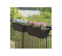 Jardinières avec crochets 2 pcs noir résine tressée