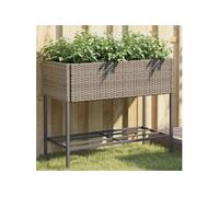 vidaXL Jardinières avec étagère 2 pcs gris 90x40x75 cm résine tressée