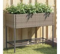 vidaXL Jardinières avec étagère 2 pcs gris 90x40x75 cm résine tressée