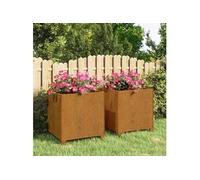 Jardinières avec pieds 2 pcs Rouillé 42x40x43 cm Acier corten 823681