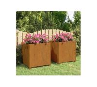 Jardinières avec pieds 2 pcs Rouillé 49x47x50 cm Acier corten