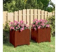 Vidaxl Jardinières Avec Pieds 2 Pcs Gris 32x30x33 Cm Acier Corten