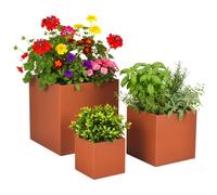 Jardinières, bacs à fleurs, lot de 3, effet rouille