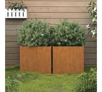 vidaXL Jardinières 2 pcs vert olive 32x30x29 cm acier laminé à froid
