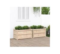 Jardinières - - Bois de pin massif - Rectangulaire - Beige et Noir - Grande capacité