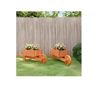 vidaXL Jardinières brouette 364228 2 pcs Bois de sapin massif 47x15x19 cm 2 L Marron