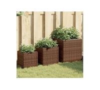 Jardinières d extérieur 3 pcs marron résine tressée