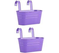 Jardinières De Fleurs Suspendues, Pot De Balustrade Ovale en Métal 2pcs Pots De Fleurs Suspendus Balcon Plante Jardinière Seau Suspendu en Métal pour Les Fleurs De Plantes, Rose