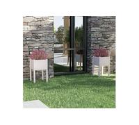 Vidaxl Jardinières D'extérieur 2 Pcs Blanc 40x40x70 Cm Bois De Pin Blanc
